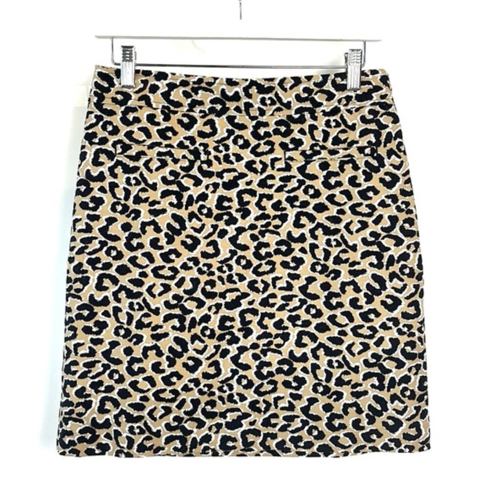 Talbots Abstract Cheetah Canvas A-Line Skirt - image 2